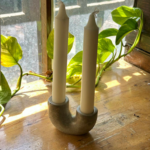Grey Concrete Candle Holder