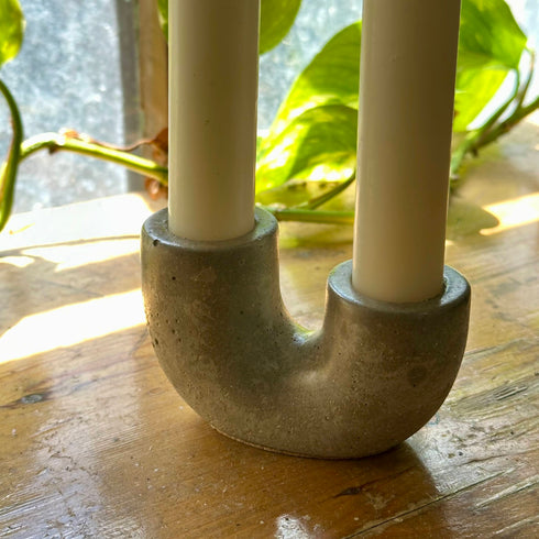 Grey Concrete Candle Holder