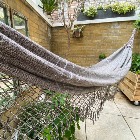 Ash Grey Cotton Hammock with White Stripe detail