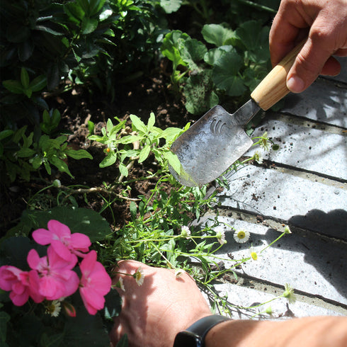 Small Hand Forged Steel Trowel with Ash Handle
