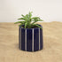 Mini Cobalt Blue Stripe Handmade Ceramic Plant Pot 8cm