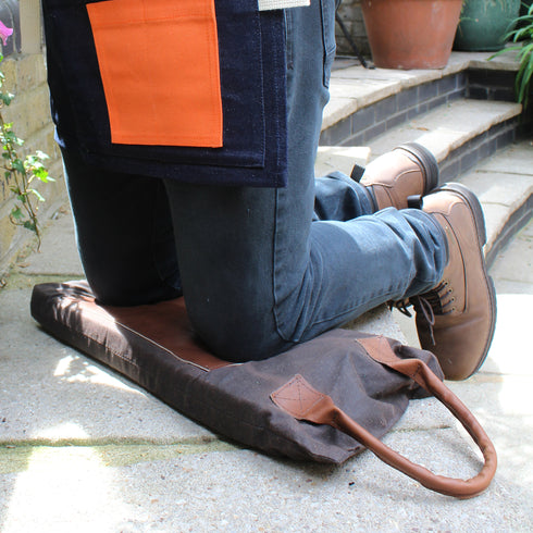 Heritage Waxed Cotton and Brown Leather Gardeners' Kneeler