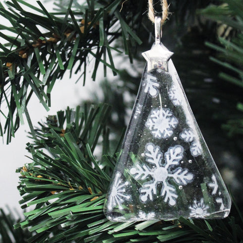Fused Glass Snowflake Christmas Tree Decoration