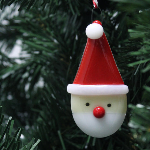 Fused Glass Red Santa Christmas Decoration
