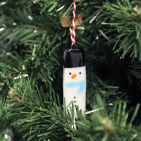 Fused Glass Snowman Christmas Decoration
