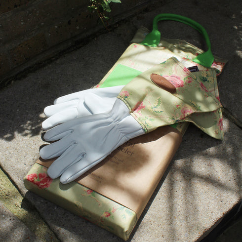 Green Floral PU and Leather Gardeners' Kneeler