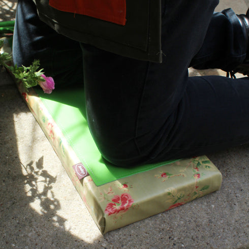 Green Floral PU and Leather Gardeners' Kneeler