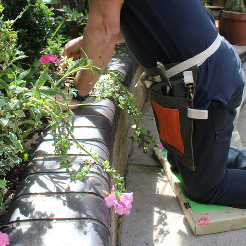 Green Floral PU and Leather Gardeners' Kneeler