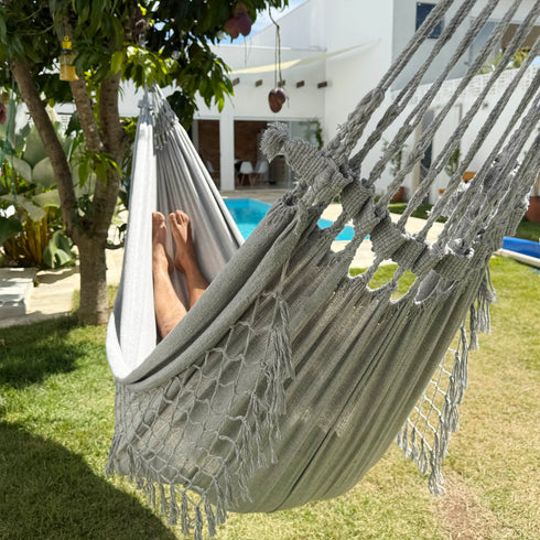 Light Grey Cotton Single Hammock