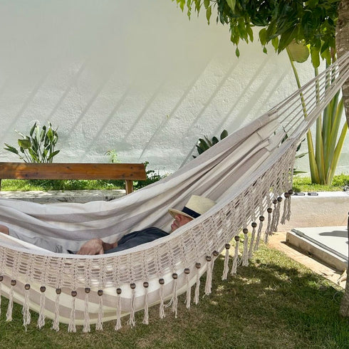 Grey Stripe Cotton Single Hammock