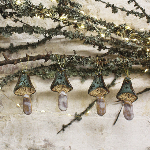 Green Mushroom Ceramic Hanging Decoration