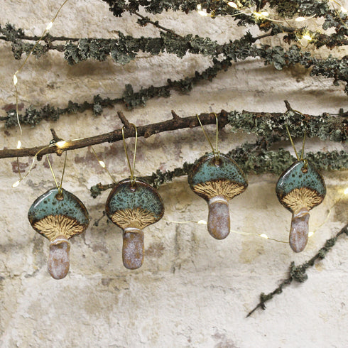 Green Mushroom Ceramic Hanging Decoration