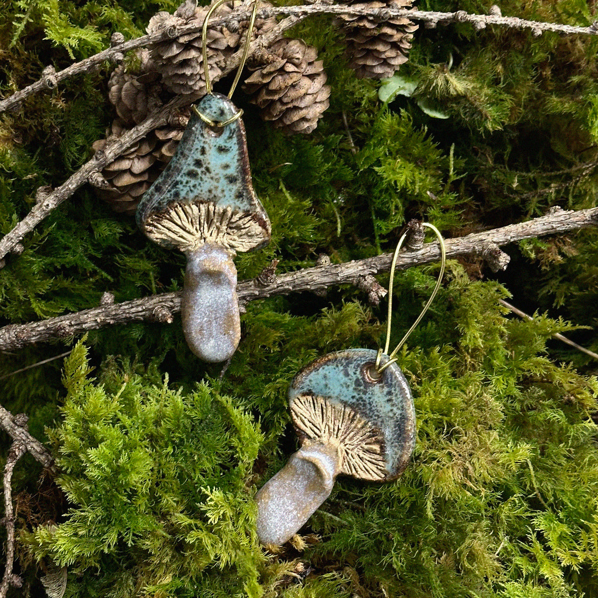 toadstool hanging planter Green Toadstool Ceramic Hanging Decoration