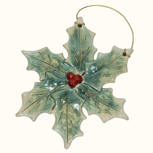 Jolly Holly Handmade Ceramic Christmas Decoration