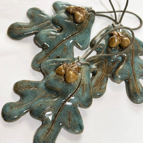 Autumn Oak Leaves Handmade Ceramic Decoration