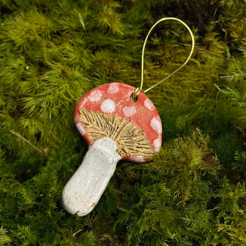 Red Mushroom Ceramic Hanging Decoration