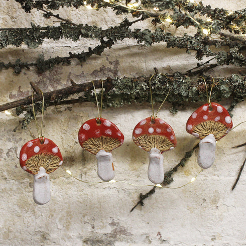 Red Mushroom Ceramic Hanging Decoration