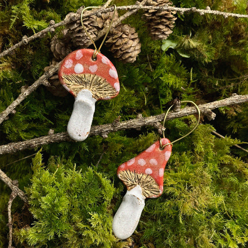 Red Mushroom Ceramic Hanging Decoration