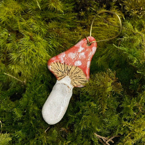 Red Mushroom Ceramic Hanging Decoration
