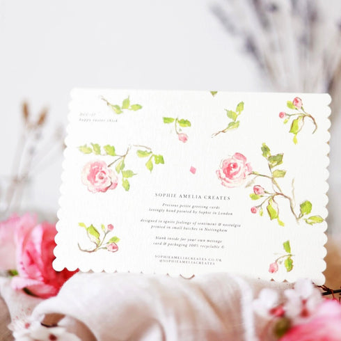 Yellow Chicks Happy Easter Scalloped Edge Greetings Card