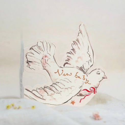New Baby Dove-Shaped Greetings Card