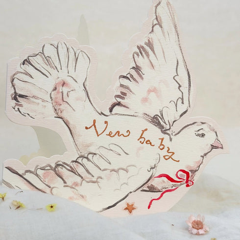 New Baby Dove-Shaped Greetings Card