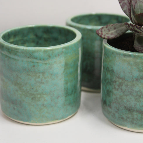 Mini Mineral Green Handmade Ceramic Plant Pot 8cm
