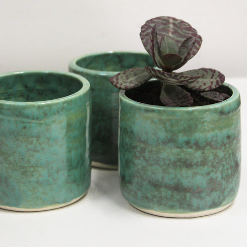 Mini Mineral Green Handmade Ceramic Plant Pot 8cm
