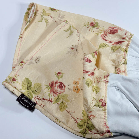 Pink Floral English Leather & Linen Gardening Gloves – Small