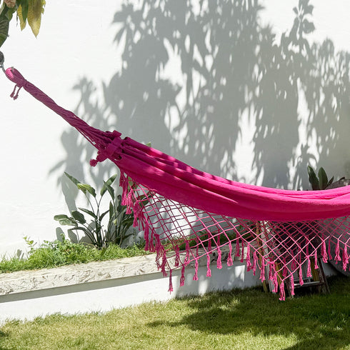 Hot Pink Cotton Single Hammock
