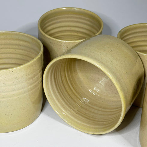 Large Sand Yellow Handmade Ceramic Plant Pot 12cm