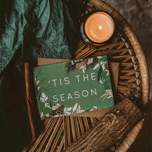 'Tis the Season Botanical Green Christmas Card