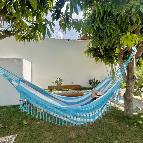 Blue Stripe Cotton Single Hammock