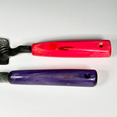 Medium Hand Forged Steel Lawn Weeding Trowel with Pink or Purple Handle