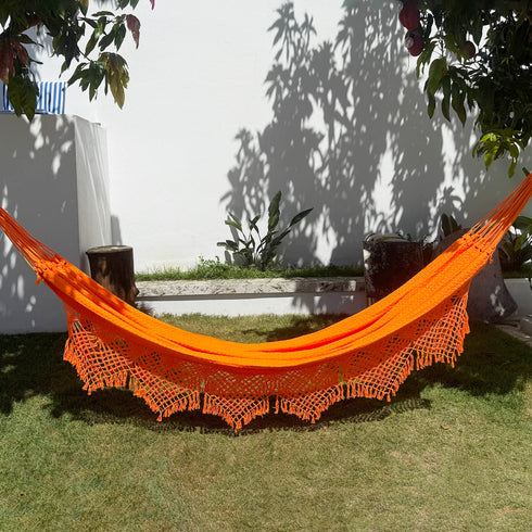 XL Orange Cotton Double Hammock; 4.2m x 1.6m