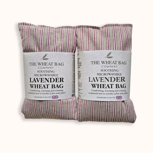 Ticking Stripe Claret Red Lavender Scented Cotton Wheat Bag