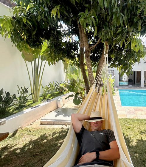 Yellow Stripe Cotton Single Hammock