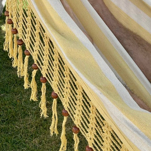 Yellow Stripe Cotton Single Hammock