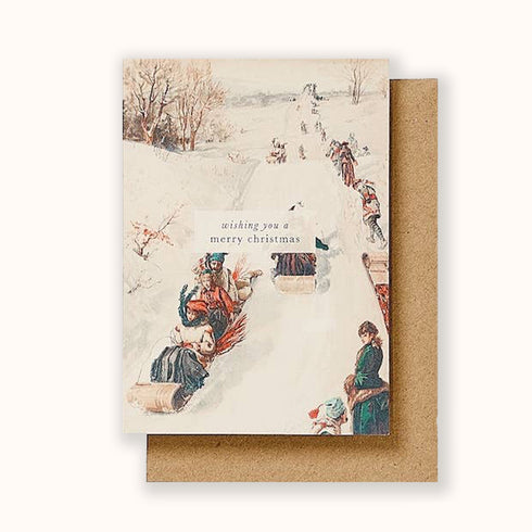 Tobogganing Christmas Greetings Card