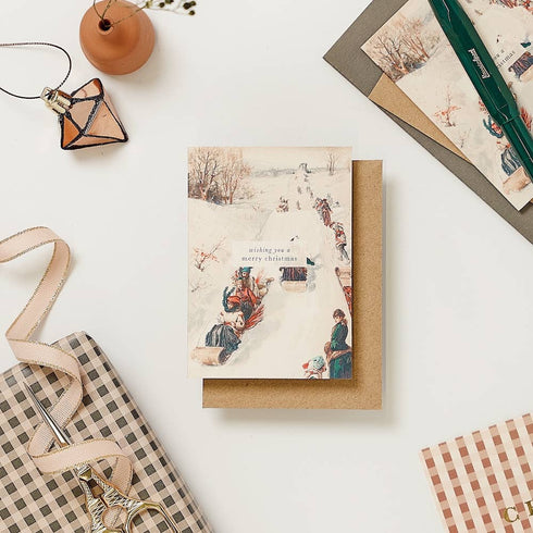 Tobogganing Christmas Greetings Card
