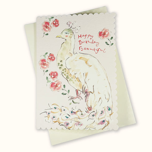 'Happy Birthday Beautiful' Scalloped Edge Card
