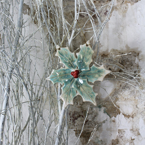 Jolly Holly Handmade Ceramic Christmas Decoration