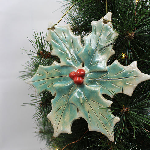 Jolly Holly Handmade Ceramic Christmas Decoration