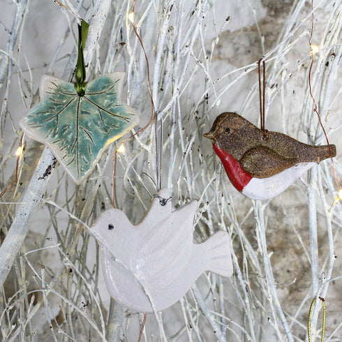 White Dove Handmade Ceramic Hanging Keepsake Decoration